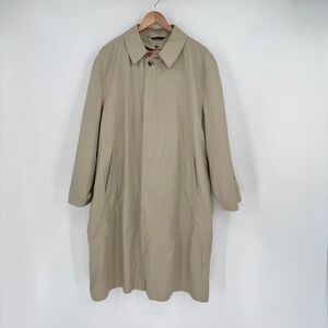 Kenneth Barnard Mens Beige Trench Coat Removable Lining Size 42 Regular